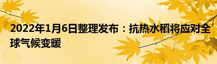 2022年1月6日整理發(fā)布：抗熱水稻將應(yīng)對(duì)全球氣候變暖