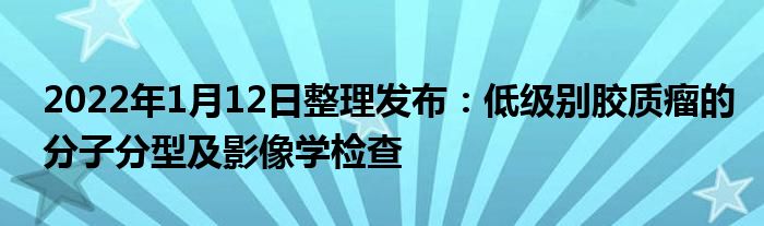 2022年1月12日整理發(fā)布：低級別膠質(zhì)瘤的分子分型及影像學(xué)檢查