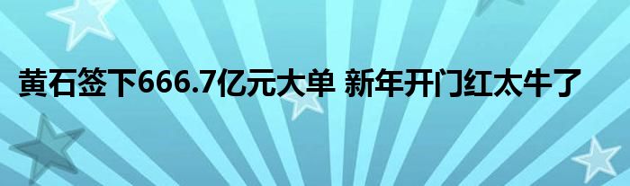 黃石簽下666.7億元大單 新年開門紅太牛了