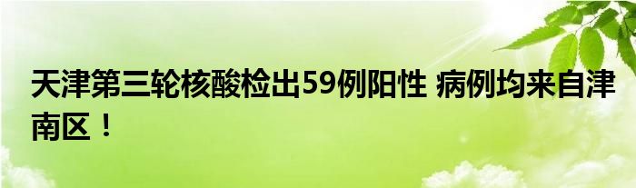 天津第三輪核酸檢出59例陽性 病例均來自津南區(qū)！