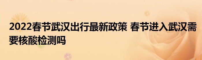 2022春節(jié)武漢出行最新政策 春節(jié)進入武漢需要核酸檢測嗎