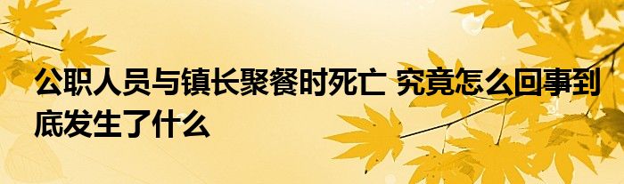 公職人員與鎮(zhèn)長(zhǎng)聚餐時(shí)死亡 究竟怎么回事到底發(fā)生了什么