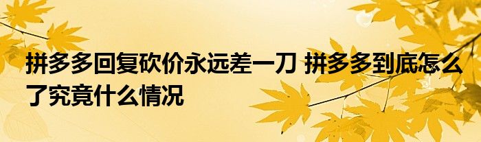 拼多多回復砍價永遠差一刀 拼多多到底怎么了究竟什么情況