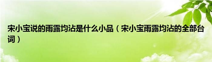 宋小寶說(shuō)的雨露均沾是什么小品（宋小寶雨露均沾的全部臺(tái)詞）