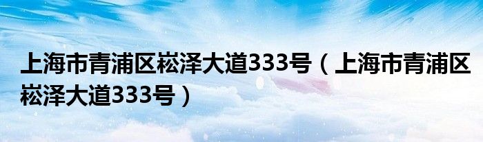 上海市青浦區(qū)崧澤大道333號(hào)（上海市青浦區(qū)崧澤大道333號(hào)）