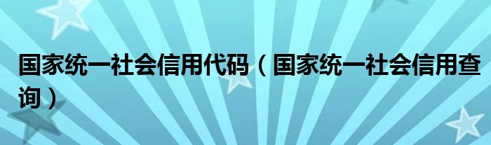 國(guó)家統(tǒng)一社會(huì)信用代碼（國(guó)家統(tǒng)一社會(huì)信用查詢）