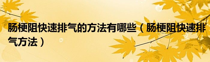 腸梗阻快速排氣的方法有哪些（腸梗阻快速排氣方法）