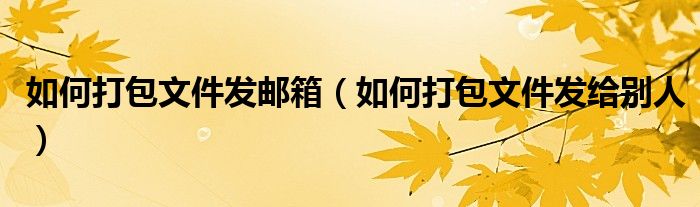 如何打包文件發(fā)郵箱（如何打包文件發(fā)給別人）