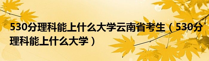 530分理科能上什么大學(xué)云南省考生（530分理科能上什么大學(xué)）