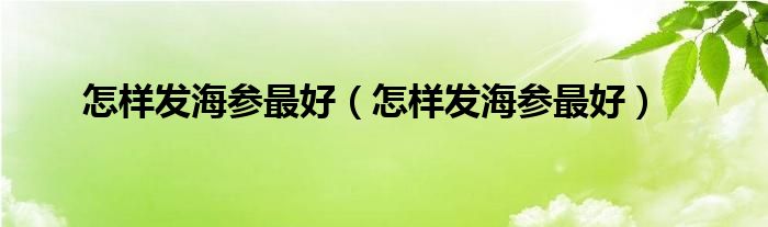 怎樣發(fā)海參最好（怎樣發(fā)海參最好）