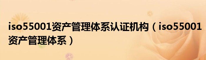 iso55001資產(chǎn)管理體系認證機構(gòu)（iso55001資產(chǎn)管理體系）