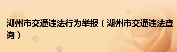 湖州市交通違法行為舉報(bào)（湖州市交通違法查詢）