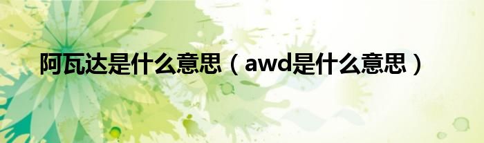 阿瓦達是什么意思（awd是什么意思）