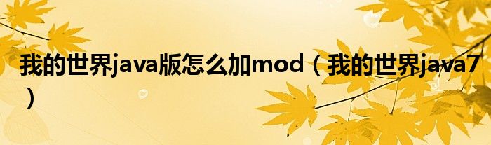 我的世界java版怎么加mod（我的世界java7）