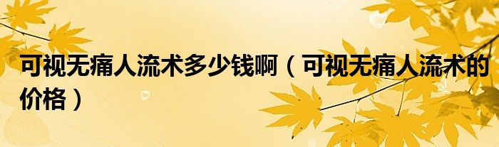 可視無(wú)痛人流術(shù)多少錢?。梢暉o(wú)痛人流術(shù)的價(jià)格）