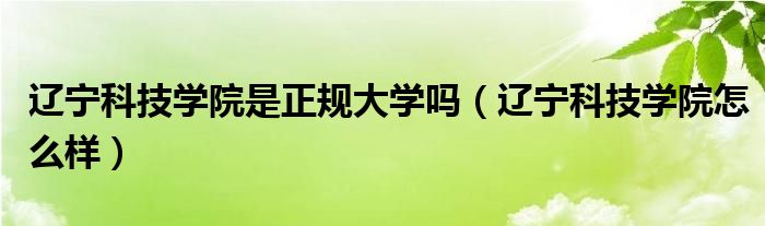 遼寧科技學(xué)院是正規(guī)大學(xué)嗎（遼寧科技學(xué)院怎么樣）