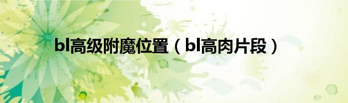 bl高級(jí)附魔位置（bl高肉片段）