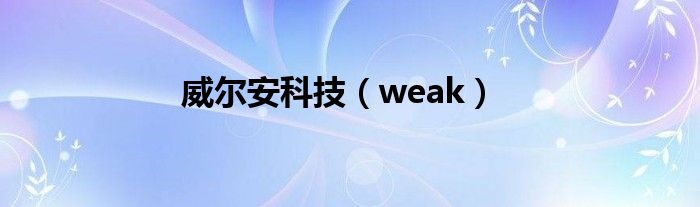 威爾安科技（weak）