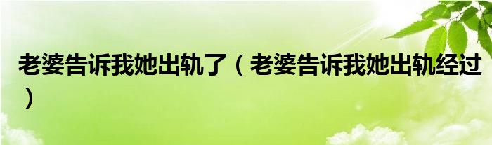 老婆告訴我她出軌了（老婆告訴我她出軌經(jīng)過(guò)）