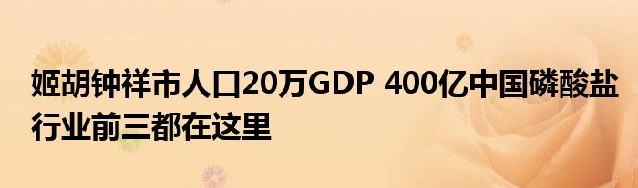 姬胡鐘祥市人口20萬GDP 400億中國磷酸鹽行業(yè)前三都在這里