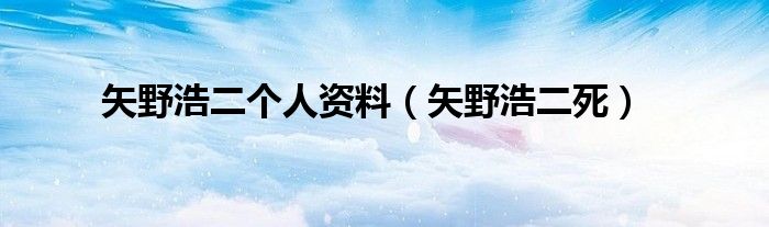 矢野浩二個人資料（矢野浩二死）