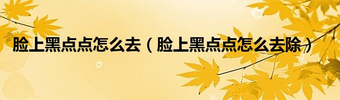 臉上黑點(diǎn)點(diǎn)怎么去（臉上黑點(diǎn)點(diǎn)怎么去除）