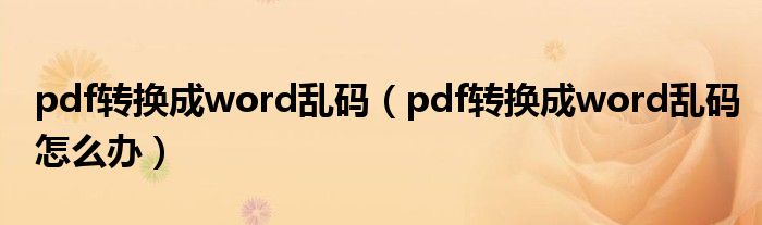 pdf轉換成word亂碼（pdf轉換成word亂碼怎么辦）