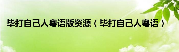 畢打自己人粵語版資源（畢打自己人粵語）