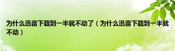 為什么迅雷下載到一半就不動了（為什么迅雷下載到一半就不動）