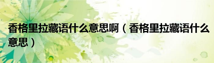 香格里拉藏語什么意思?。ㄏ愀窭锢卣Z什么意思）