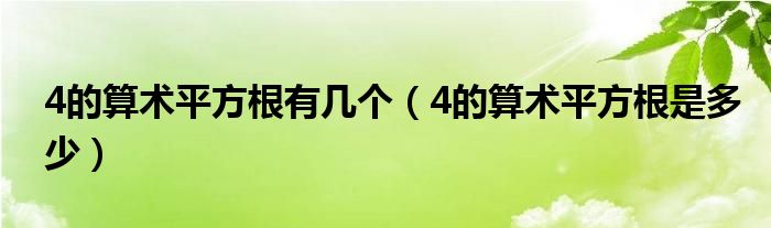 4的算術(shù)平方根有幾個(gè)（4的算術(shù)平方根是多少）