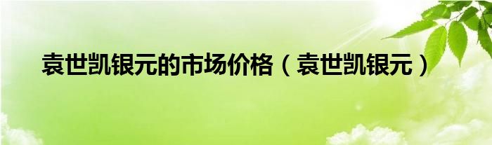 袁世凱銀元的市場(chǎng)價(jià)格（袁世凱銀元）