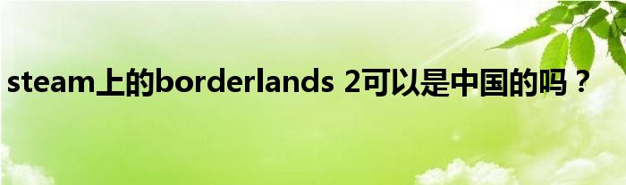 steam上的borderlands 2可以是中國的嗎？