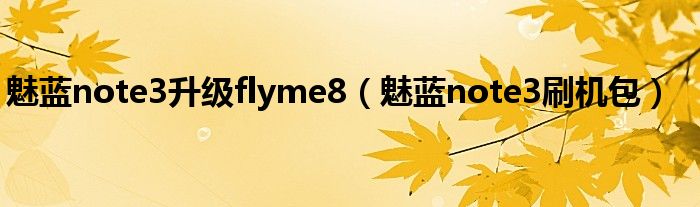 魅藍(lán)note3升級(jí)flyme8（魅藍(lán)note3刷機(jī)包）