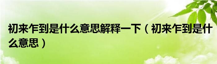 初來乍到是什么意思解釋一下（初來乍到是什么意思）