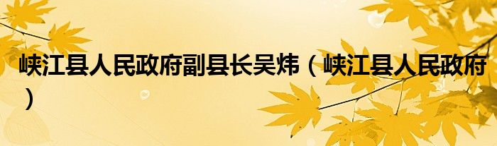 峽江縣人民政府副縣長(zhǎng)吳煒（峽江縣人民政府）