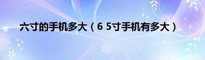 六寸的手機(jī)多大（6 5寸手機(jī)有多大）