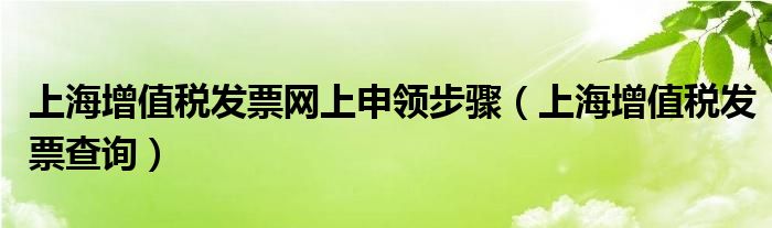 上海增值稅發(fā)票網(wǎng)上申領(lǐng)步驟（上海增值稅發(fā)票查詢）