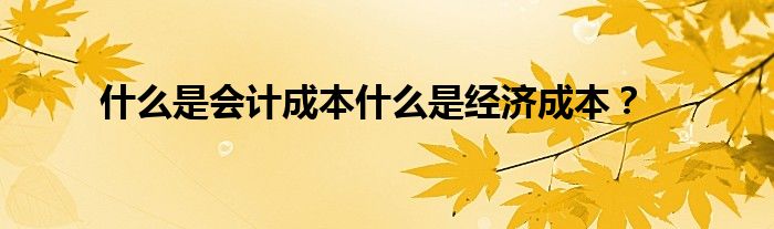 什么是會(huì)計(jì)成本什么是經(jīng)濟(jì)成本？