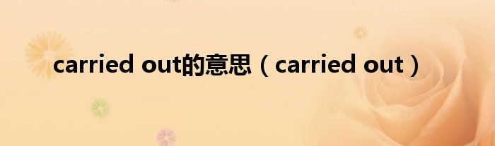 carried out的意思（carried out）