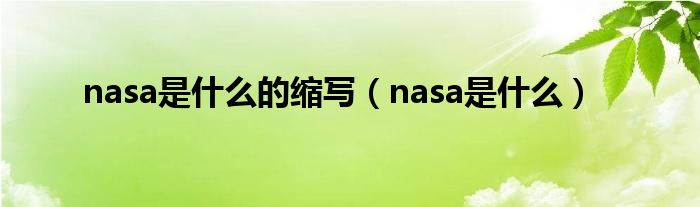 nasa是什么的縮寫(xiě)（nasa是什么）