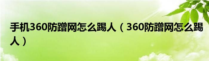 手機(jī)360防蹭網(wǎng)怎么踢人（360防蹭網(wǎng)怎么踢人）