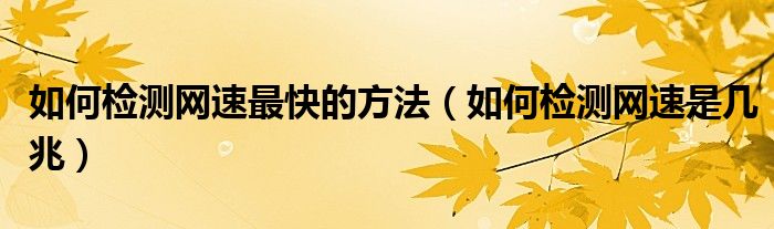 如何檢測(cè)網(wǎng)速最快的方法（如何檢測(cè)網(wǎng)速是幾兆）