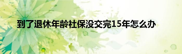 到了退休年齡社保沒交完15年怎么辦