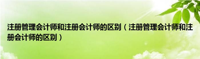 注冊(cè)管理會(huì)計(jì)師和注冊(cè)會(huì)計(jì)師的區(qū)別（注冊(cè)管理會(huì)計(jì)師和注冊(cè)會(huì)計(jì)師的區(qū)別）