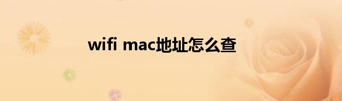 wifi mac地址怎么查