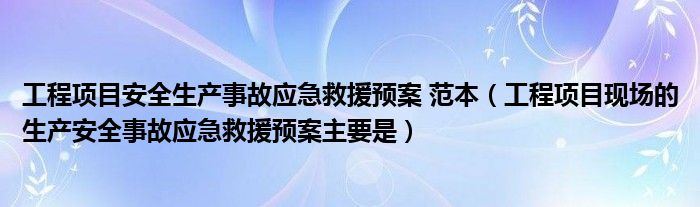 工程項目安全生產事故應急救援預案 范本（工程項目現場的生產安全事故應急救援預案主要是）