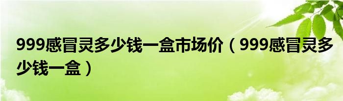 999感冒靈多少錢一盒市場價（999感冒靈多少錢一盒）