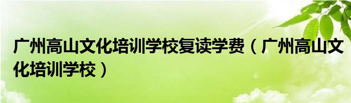 廣州高山文化培訓學校復讀學費（廣州高山文化培訓學校）