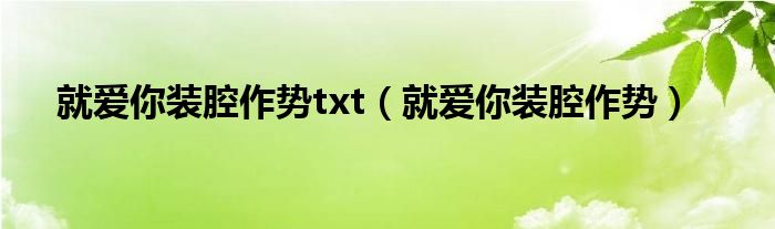 就愛你裝腔作勢txt（就愛你裝腔作勢）